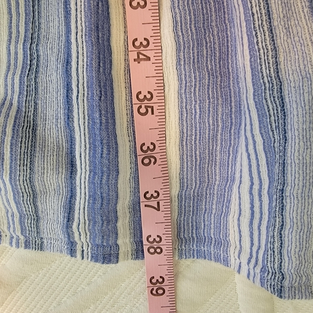 J Jill 100% Cotton Blue White Striped Sleeveless Tiered Dress With Tassels Med - Picture 12 of 12